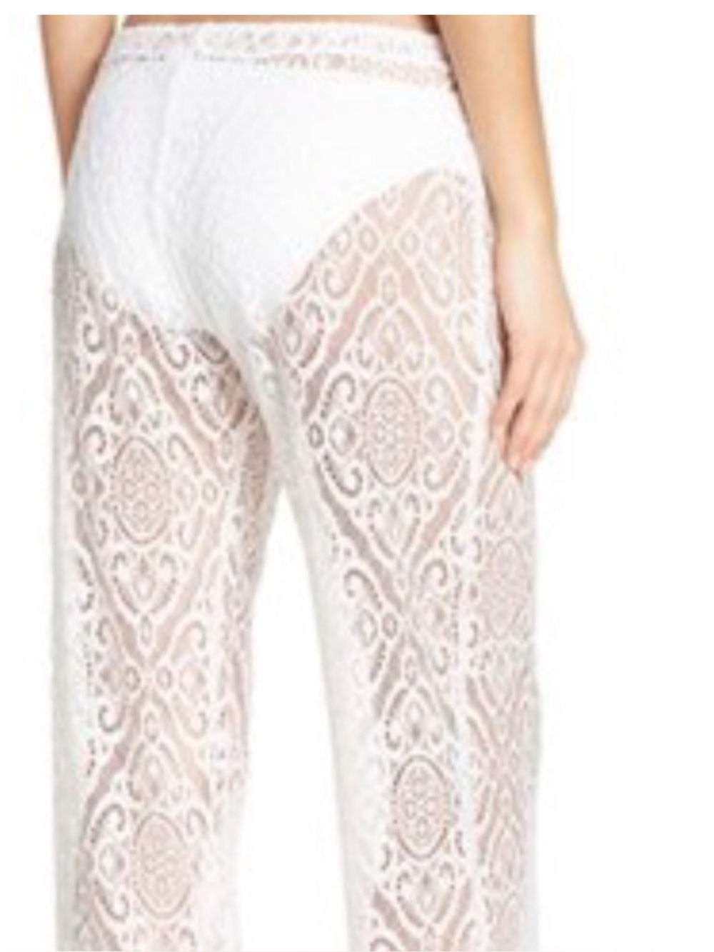 Becca by Rebecca Virtue White Lace Cover-Up Pants size medium - Picture 6 of 6